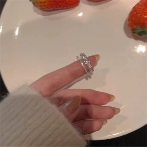 精緻的中央開口戒指女小眾ins潮時尚簡約個性高級感指潮環