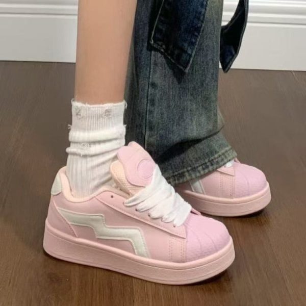 貝殼頭麵包鞋女ins潮2025春季新款百搭學生小白鞋休閒運動板鞋子：圖片 6