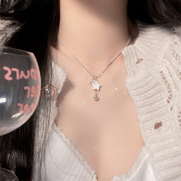 法式珍珠星星貝殼項鍊女2025新款頸鍊輕奢小眾高級感鎖骨鏈項鍊品：圖片 4