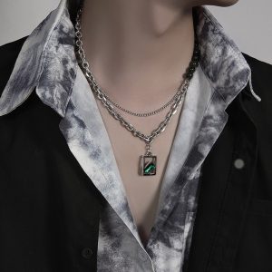 項鍊男潮設計感小眾高級感珍珠男鈦鋼男生配件高街ins潮牌吊墜