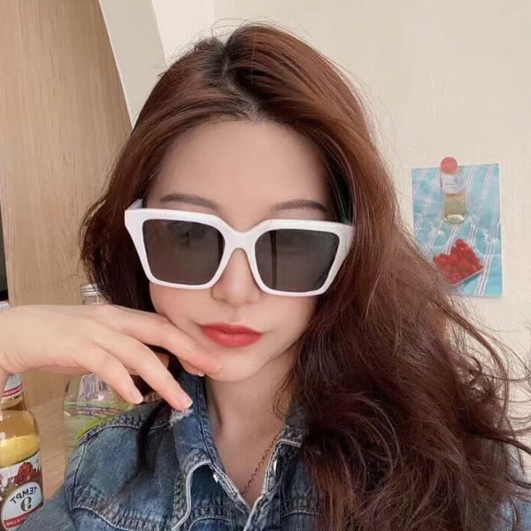 全新復古方格太陽眼鏡歐美時尚貓眼墨鏡女網紅ins街拍百搭太陽眼鏡