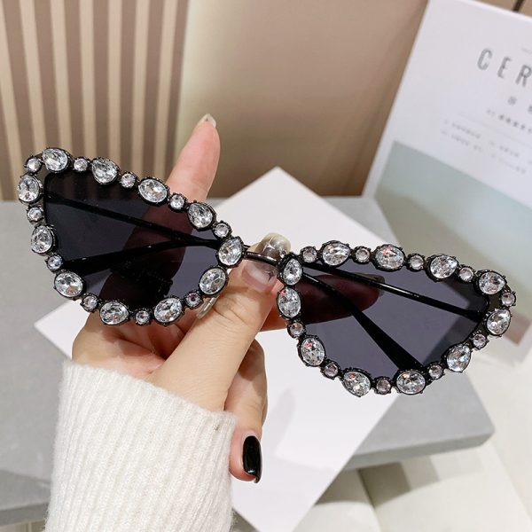 全新時尚金屬鑲鑽貓眼太陽眼鏡女歐美眼鏡個性網紅ins貓眼墨鏡：圖片 9