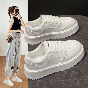 厚底小白鞋女2025新款春秋季爆款小個子增高鬆糕鞋百搭運動休閒鞋