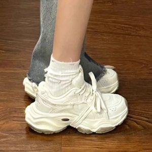 網面透氣厚底老爹鞋女2025春秋季新款小個子顯腳小百搭休閒運動鞋