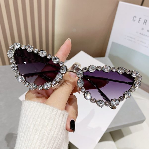 全新時尚金屬鑲鑽貓眼太陽眼鏡女歐美眼鏡個性網紅ins貓眼墨鏡：圖片 10