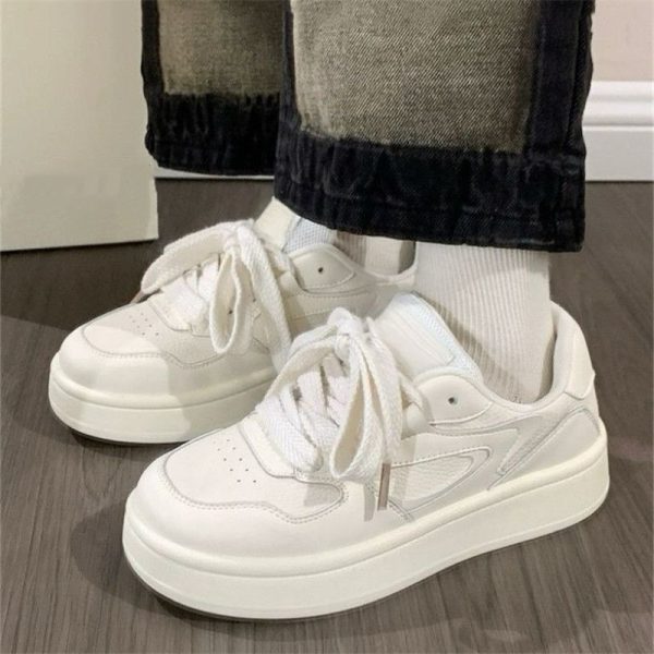 厚底小白鞋女鞋2025新款春季秋季學生百搭透氣鞋小眾休閒運動板鞋：圖片 3
