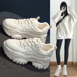 爆款厚底老爹鞋女增高ins潮2025春季新款網面透氣小白休閒運動鞋