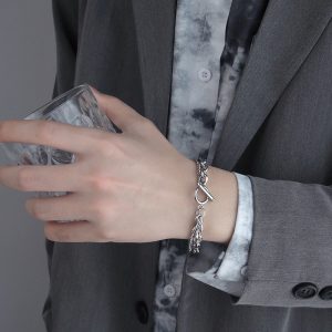 手鍊男潮ins小眾設計男冷淡風男生裝飾配件簡約鈦鋼男手飾女