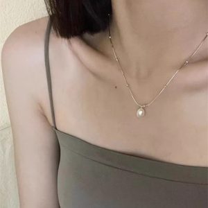 韓國簡約珍珠項鍊女夏氣質百搭鎖骨鍊不掉色高級感ins風頸鍊飾品