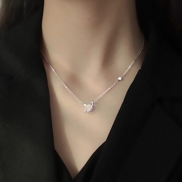 925純銀星球項鍊女時尚簡約簡約小眾設計頸鍊輕奢高級感鎖骨鏈