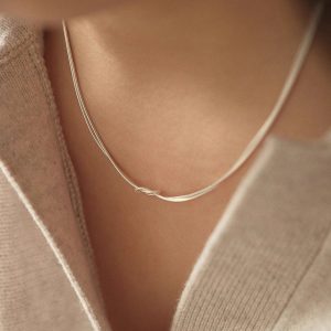 日系雙層繩結蛇骨鏈項鍊女小眾設計感疊戴鎖骨鏈通勤簡約百搭手鍊