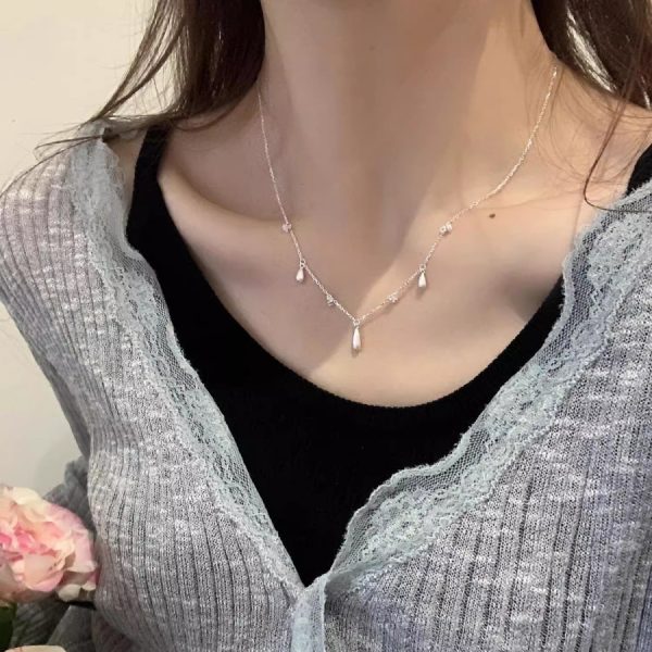 拉絲水滴湖南石項鍊女時尚氣質高級感鎖骨鏈小眾百搭頸鏈潮：圖片 2