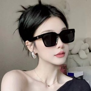 全新時尚方格太陽眼鏡防曬防紫外線太陽眼鏡歐美高級感女士墨鏡