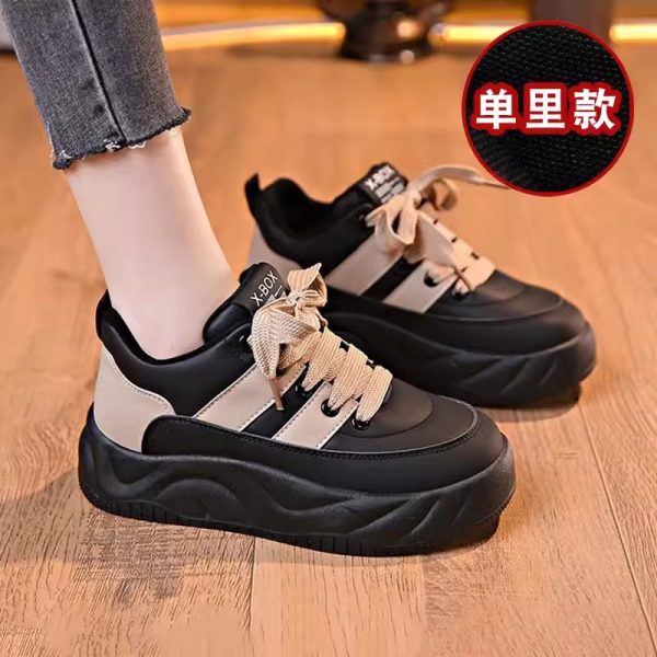 復古軟底麵包鞋女2025春季新款百搭厚底輕便老爹鞋休閒運動小白鞋：圖片 6