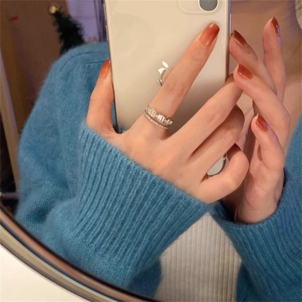 精緻的中央開口戒指女小眾ins潮時尚簡約個性高級感指潮環：圖片 2