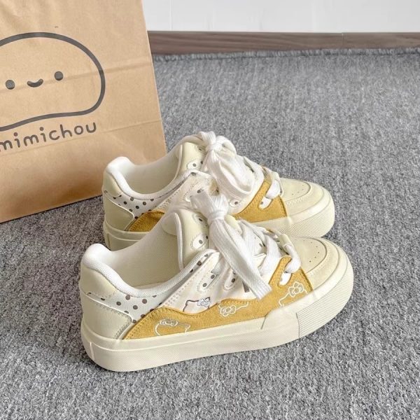 鬆糕厚底小白鞋女2025年全新百搭超火辣款麵包鞋增高休閒運動板鞋：圖片 3