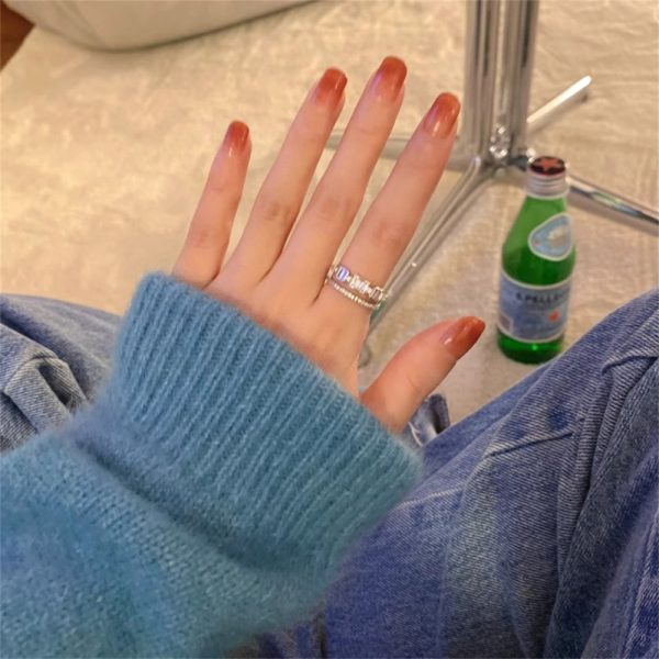 精緻的中央開口戒指女小眾ins潮時尚簡約個性高級感指潮環：圖片 3