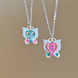 多巴胺滴釉蝴蝶吊墜項鍊女氣質小眾鎖骨鍊ins網紅簡約品
