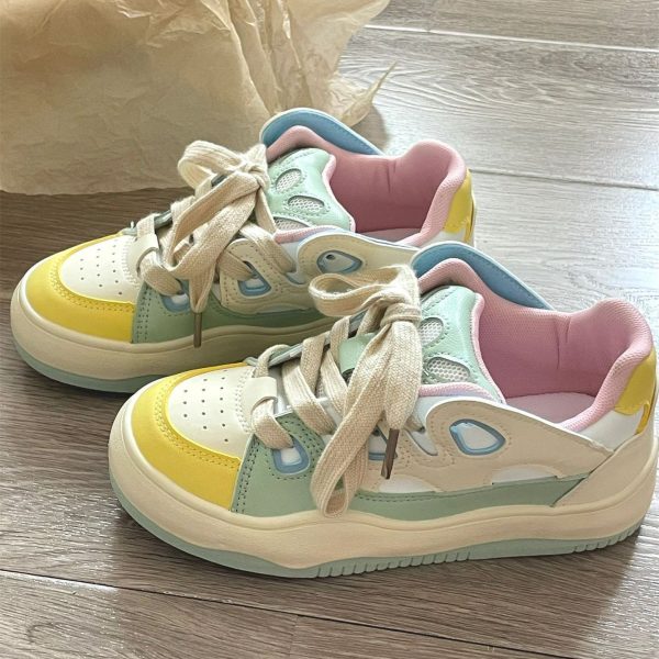 鞋子女2025春季新款爆款復古百搭小眾學生板鞋厚底休閒運動麵包鞋：圖片 4