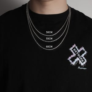 鍊子男潮配件素鎖骨鏈美式hiphop不掉色男生潮牌百搭鈦鋼男士項鍊