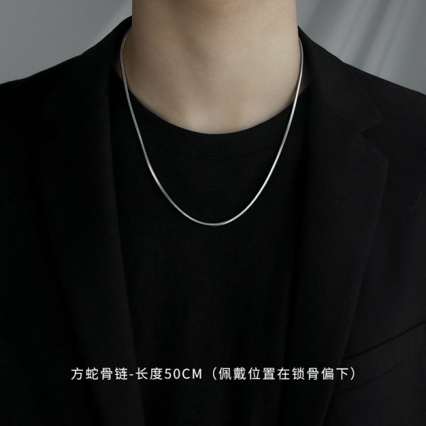 配件蛇骨鏈項鍊男潮小眾潮牌細男士素百搭鈦鋼頸男生鎖骨鏈條鍊子：圖片 10