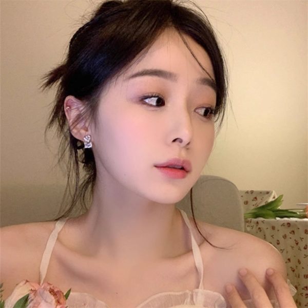 韓國榛石愛心耳環女甜酷ins風小眾設計高級感輕奢波蘭感耳飾：圖片 4