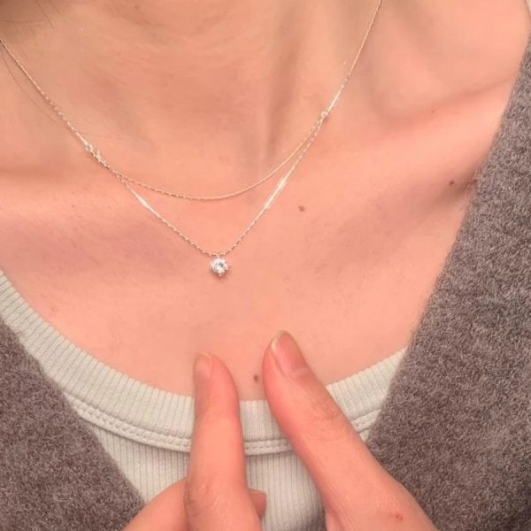 韓國超閃深色項鍊女時尚ins風格簡約小眾設計感氣質百搭鎖骨鏈：圖片 3