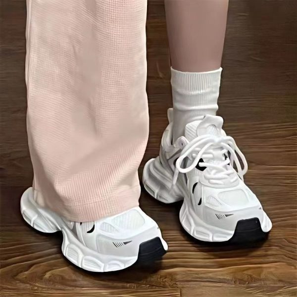 老爹鞋女2025新款春秋季女鞋百搭厚底爆款小白鞋增高薄款運動鞋：圖片 4