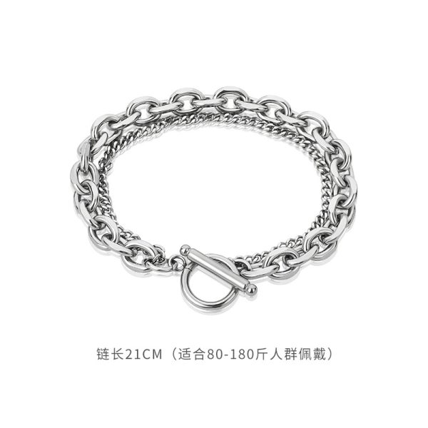 鈦鋼雙層手鍊男潮單身個性簡約男士手飾學生復古網紅ins小眾設計：圖片 11