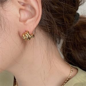 韓國三圈耳環耳環女高級感圈時尚小眾獨特氣質素圈耳環耳環飾