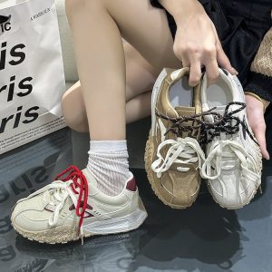 厚底阿甘德訓鞋女2025新款春秋季爆款百搭老爹鞋休閒運動小白鞋