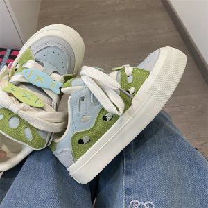 多巴胺厚底板鞋女款2025春季新款透氣小白鞋韓版百搭休閒運動鞋