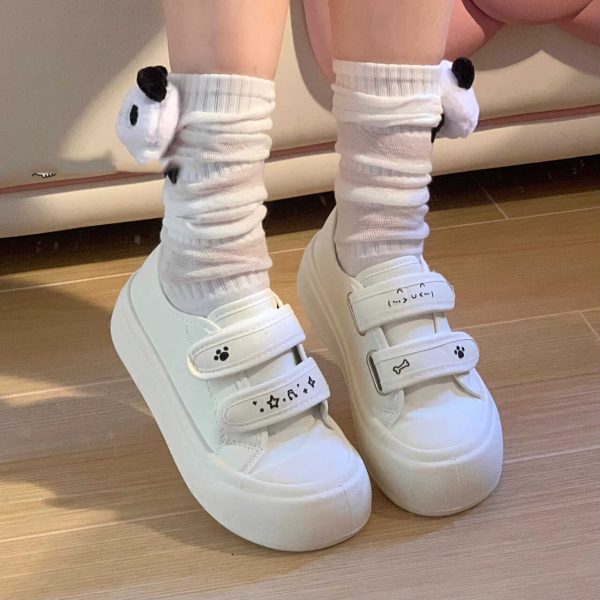 魔鬼氈厚底小白鞋女2025新款爆款百搭休閒醜萌大頭鞋學生鬆糕板鞋