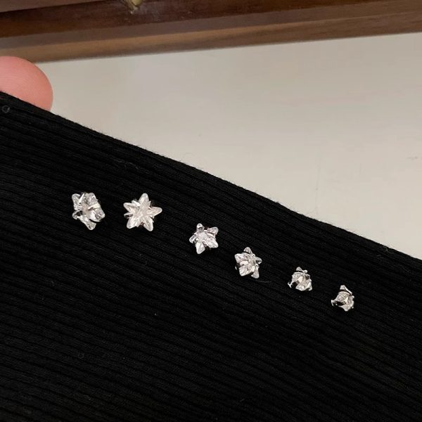 s925銀針鋯石星星耳環女睡免摘養耳洞耳環高級感精緻精緻耳環潮飾：圖片 5