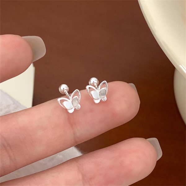 迷你立體蝴蝶耳環女日常精緻耳骨釘小眾高級感耳環飾品：圖片 6