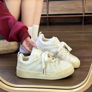 厚底小眾板鞋女2025春秋季新款小白鞋學生百搭麵包鞋休閒運動鞋