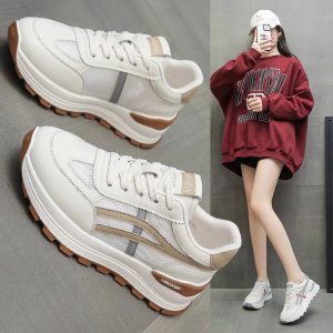阿甘鞋女2025春秋新款百搭夏季透氣網面厚底增高跑步休閒運動女鞋