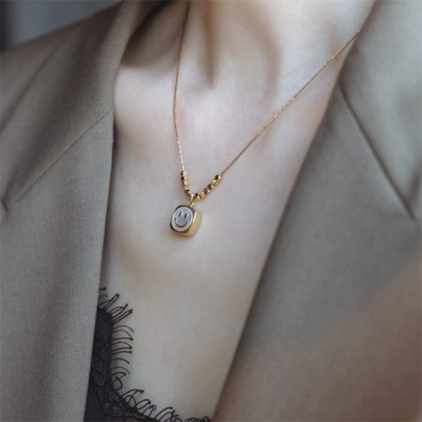 碎金子貝殼笑臉項鍊女輕奢小眾高級感不掉色鎖骨鏈簡約百搭頸鍊潮：圖片 3