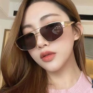 全新時尚網紅貓眼墨鏡女高級感顯瘦眼鏡歐美金屬雙樑太陽眼鏡女
