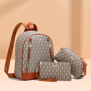 新款時尚韓版潮流單肩雙肩包三用女包多用背包三件組子母