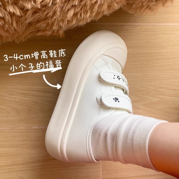 魔鬼氈厚底小白鞋女2025新款爆款百搭休閒醜萌大頭鞋學生鬆糕板鞋：圖片 3