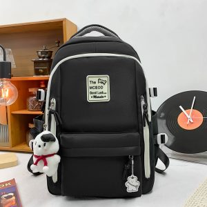 書包男大學生時尚撞色拼接情侶雙肩包新款休閒多層次小學生雙背包