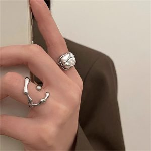 珍珠開口公寓女ins風冷淡風時尚百搭設計感法式輕奢高級感指環潮