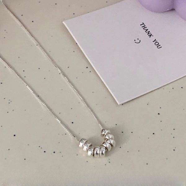 925純銀小珠子串珠項鍊女小眾高級輕奢不規則百搭ins簡約風鎖骨鏈：圖片 2