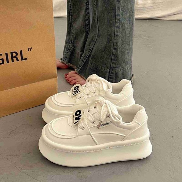 厚底小白鞋女2025春秋季新款百搭板鞋增高透氣運動休閒鞋ins潮：圖片 2