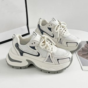 老爹鞋女2025新款春夏季厚底爆款增高小眾休閒百搭透氣網面運動鞋