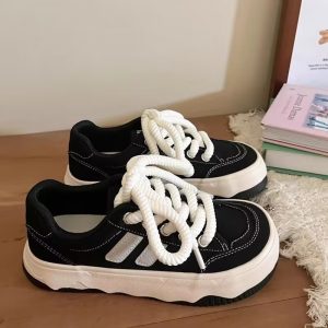 厚底芒果頭帆布鞋女超火百搭2025春季新款小眾復古休閒運動板鞋子