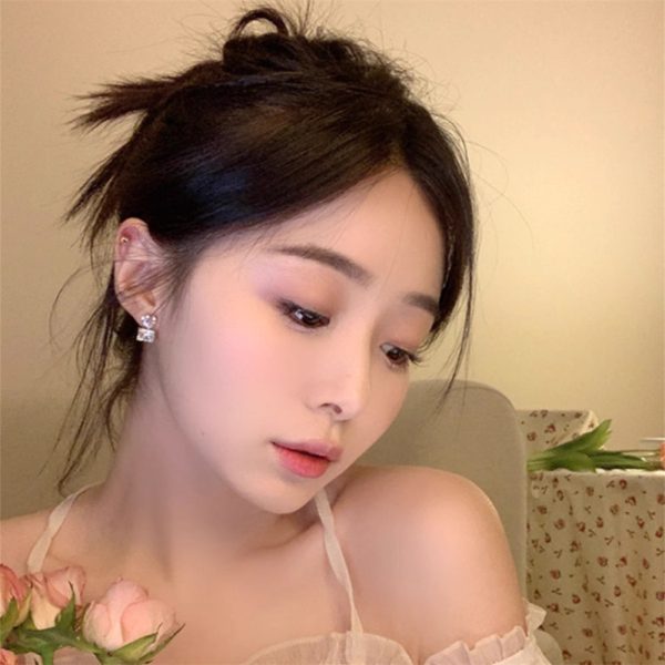 韓國榛石愛心耳環女甜酷ins風小眾設計高級感輕奢波蘭感耳飾：圖片 2