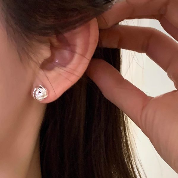 輕奢百搭毛線球耳環女2025時尚簡約耳環小眾設計高級感耳飾：圖片 2