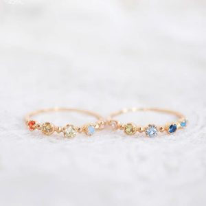 日系彩色銀河石戒指女不掉色小眾感輕百搭搭開口可調式戒指新品